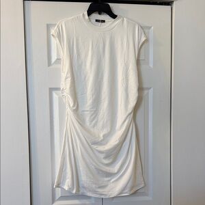 Elegant White Ruched Dress NWT L/XL